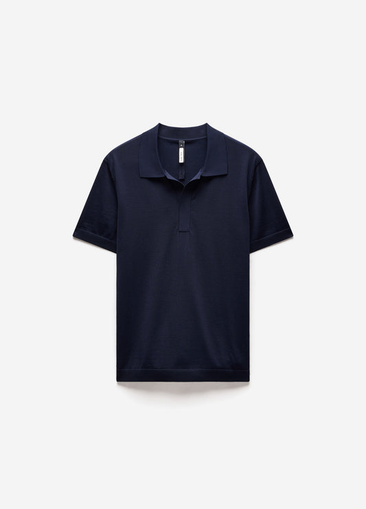 Tech Knit Button Polo Navy Light