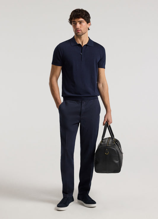 Tech Knit Button Polo Navy Light