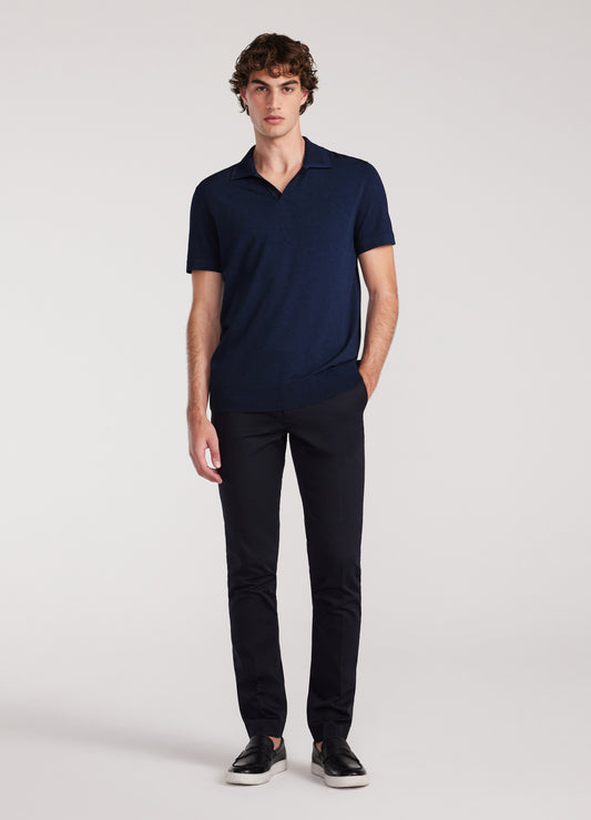 Rib Collar Tech Knit Polo Delft Blue