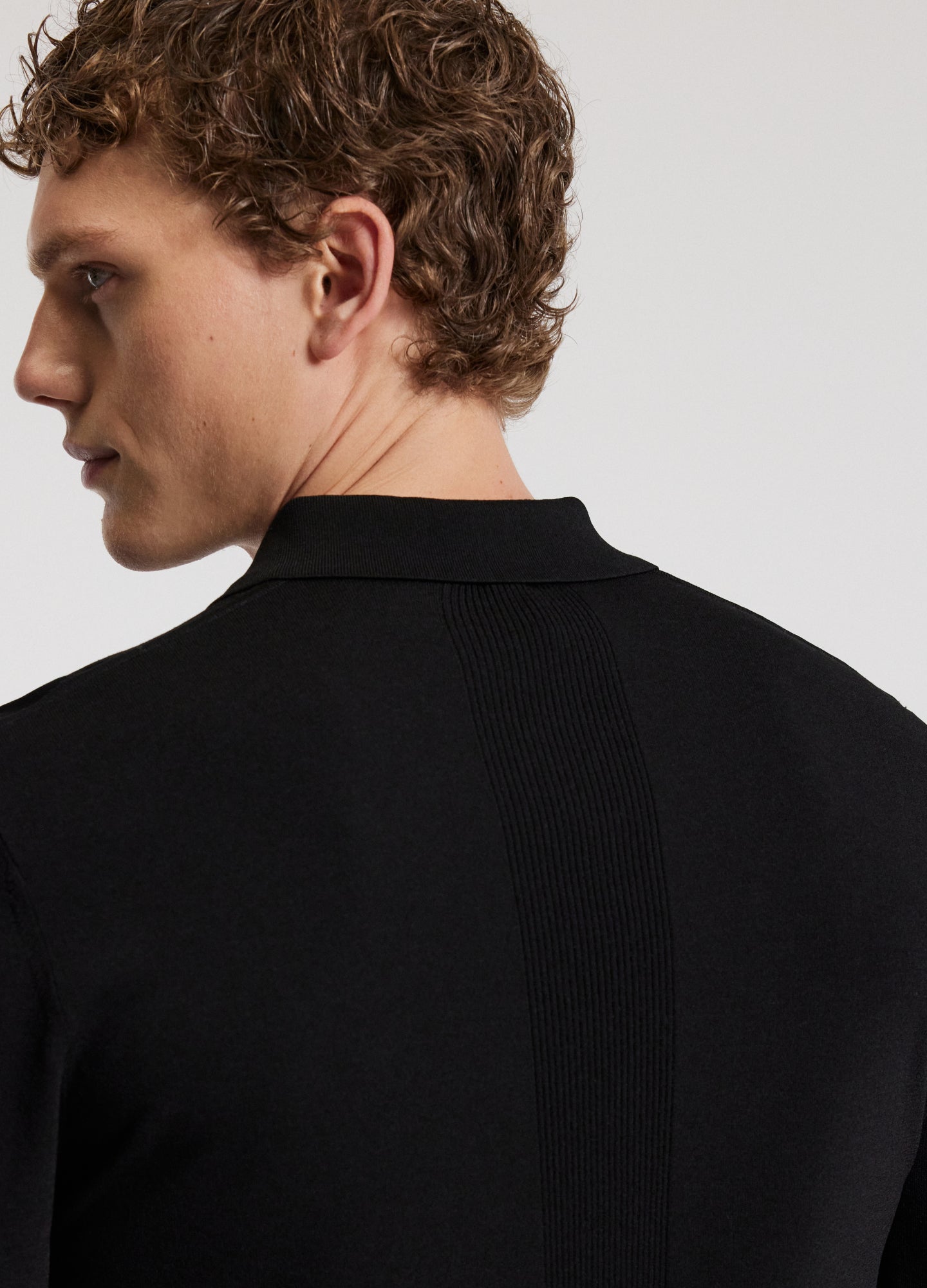 Long Sleeved Tech Knit Polo Black