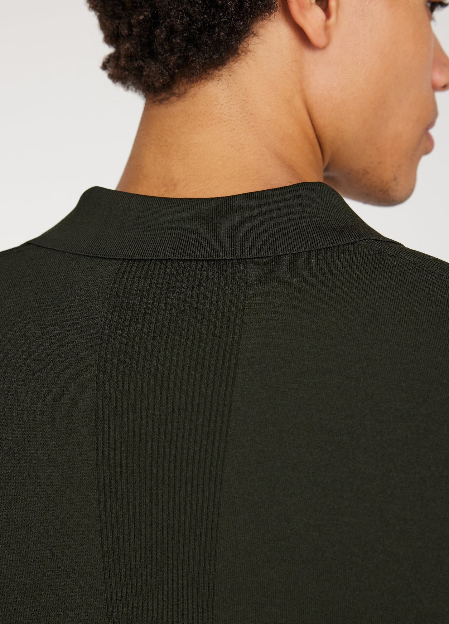 Long Sleeved Tech Knit Polo Army Green