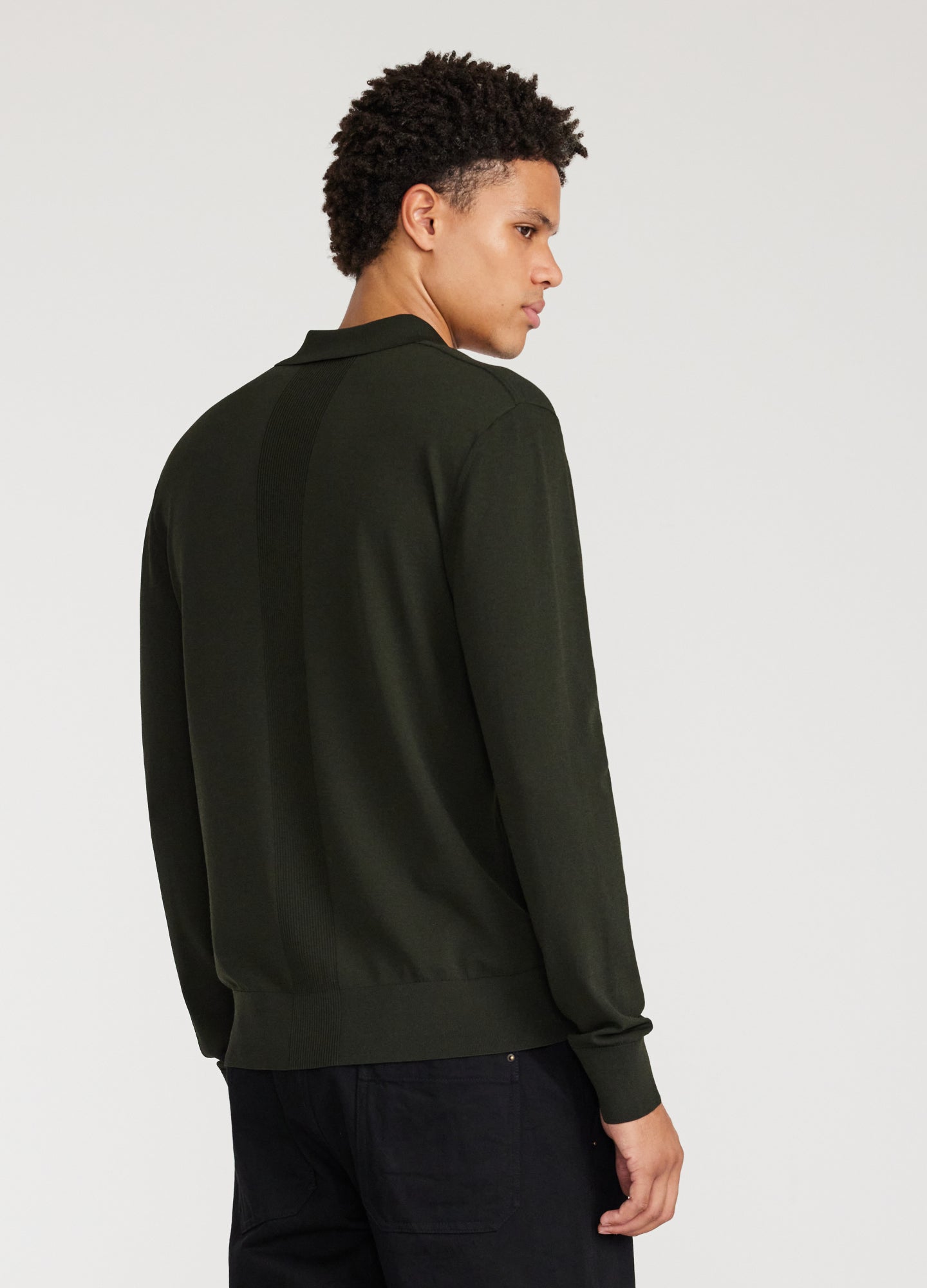 Long Sleeved Tech Knit Polo Army Green