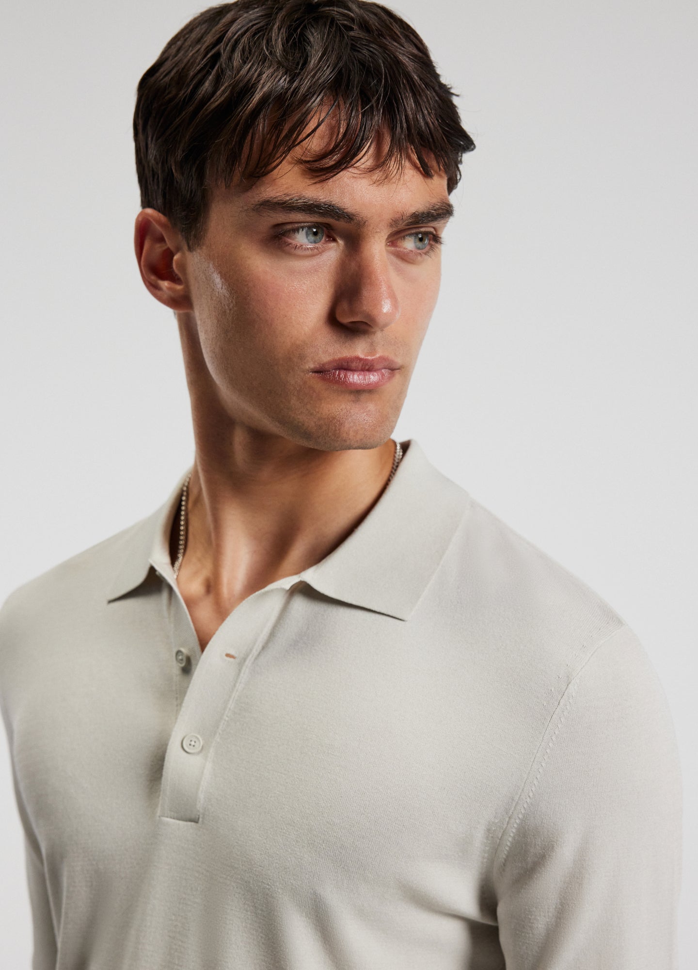 Long Sleeved Tech Knit Polo Salt