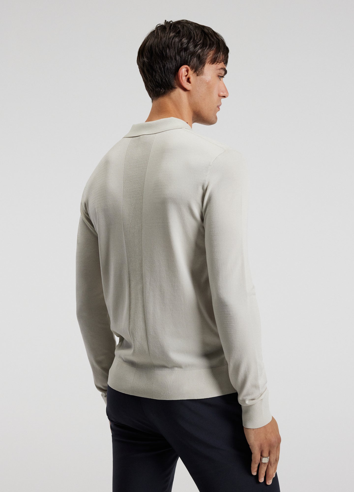 Long Sleeved Tech Knit Polo Salt
