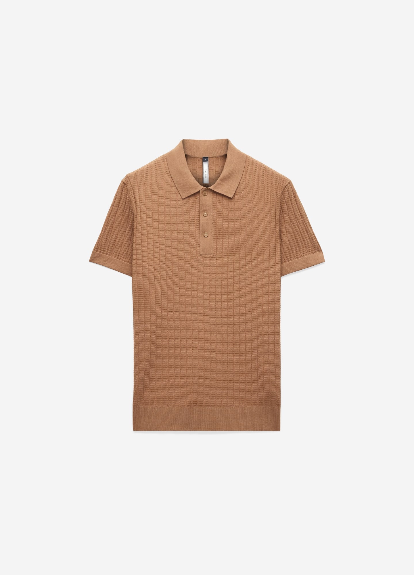 Textured Rib Tech Knit Polo New Caramel