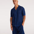 Eyelet Mesh Knit Shirt Delft Blue