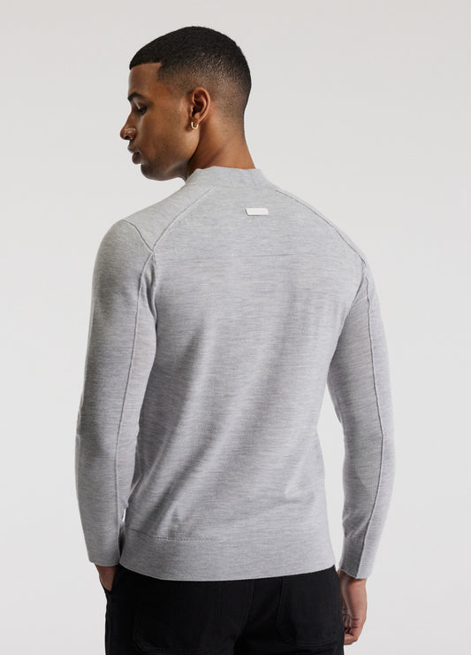 Mock Neck Merino Sweater Silver Marle