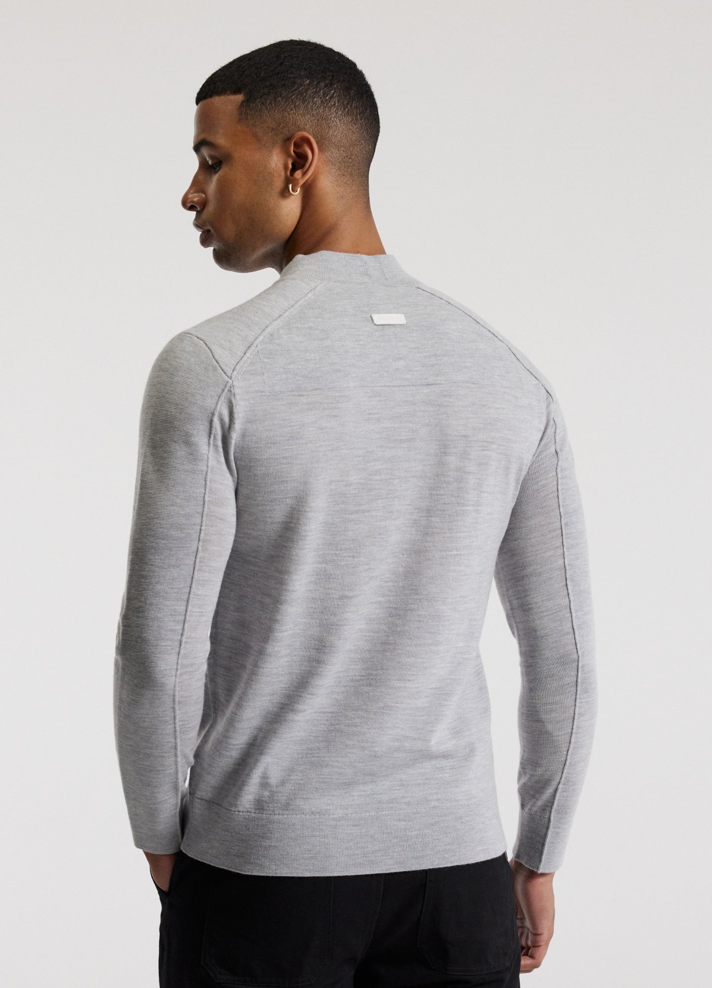 Mock Neck Merino Sweater Silver Marle
