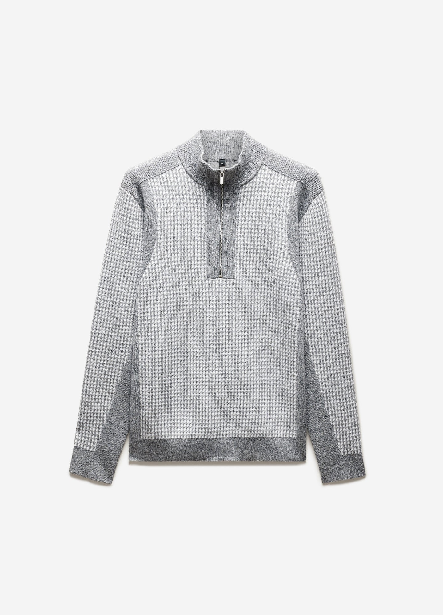 Textured Jacquard Zip Sweater Pewter