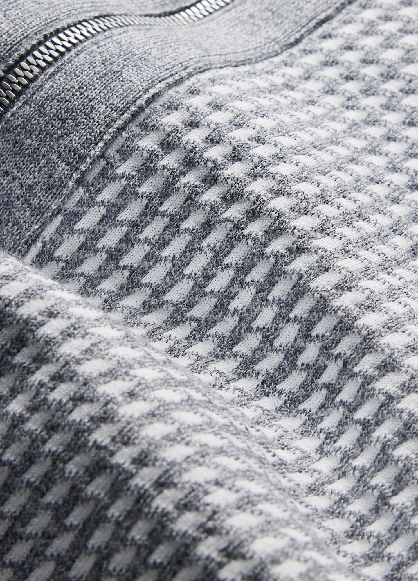 Textured Jacquard Zip Sweater Pewter