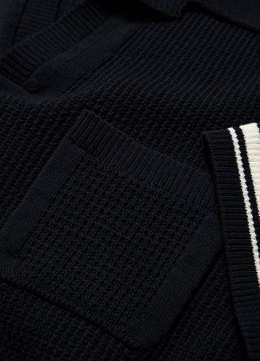 Textured Knit Polo Navy