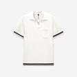 Striped Trim Textured Knit Polo Off White