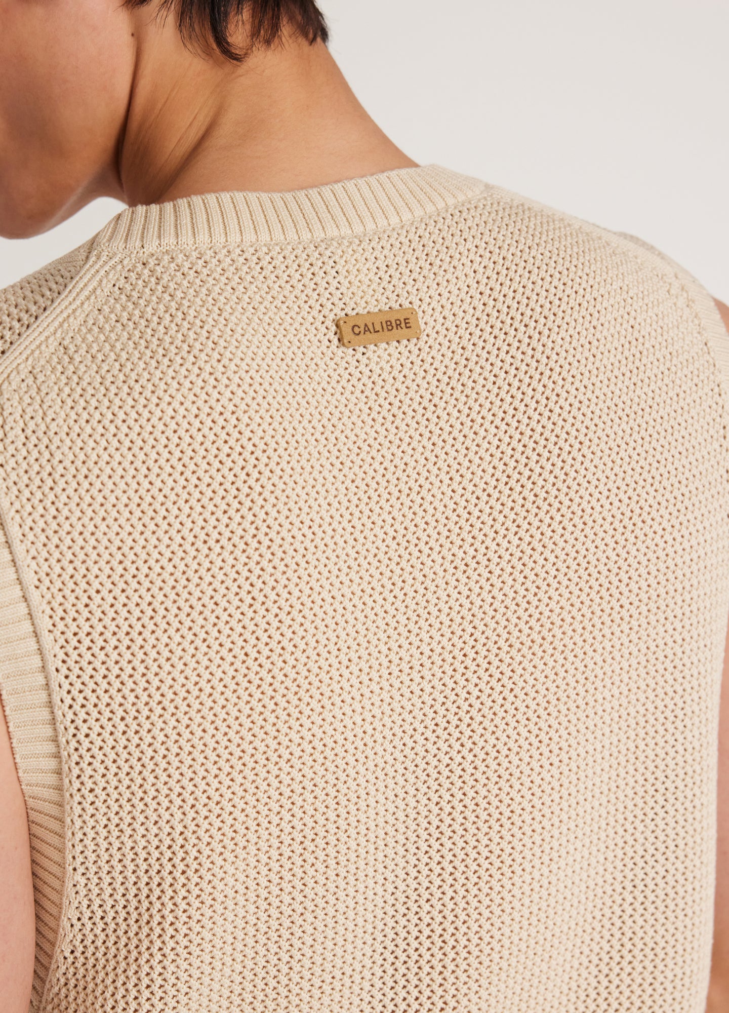 Mesh Knit Crew Neck Tank Ivory