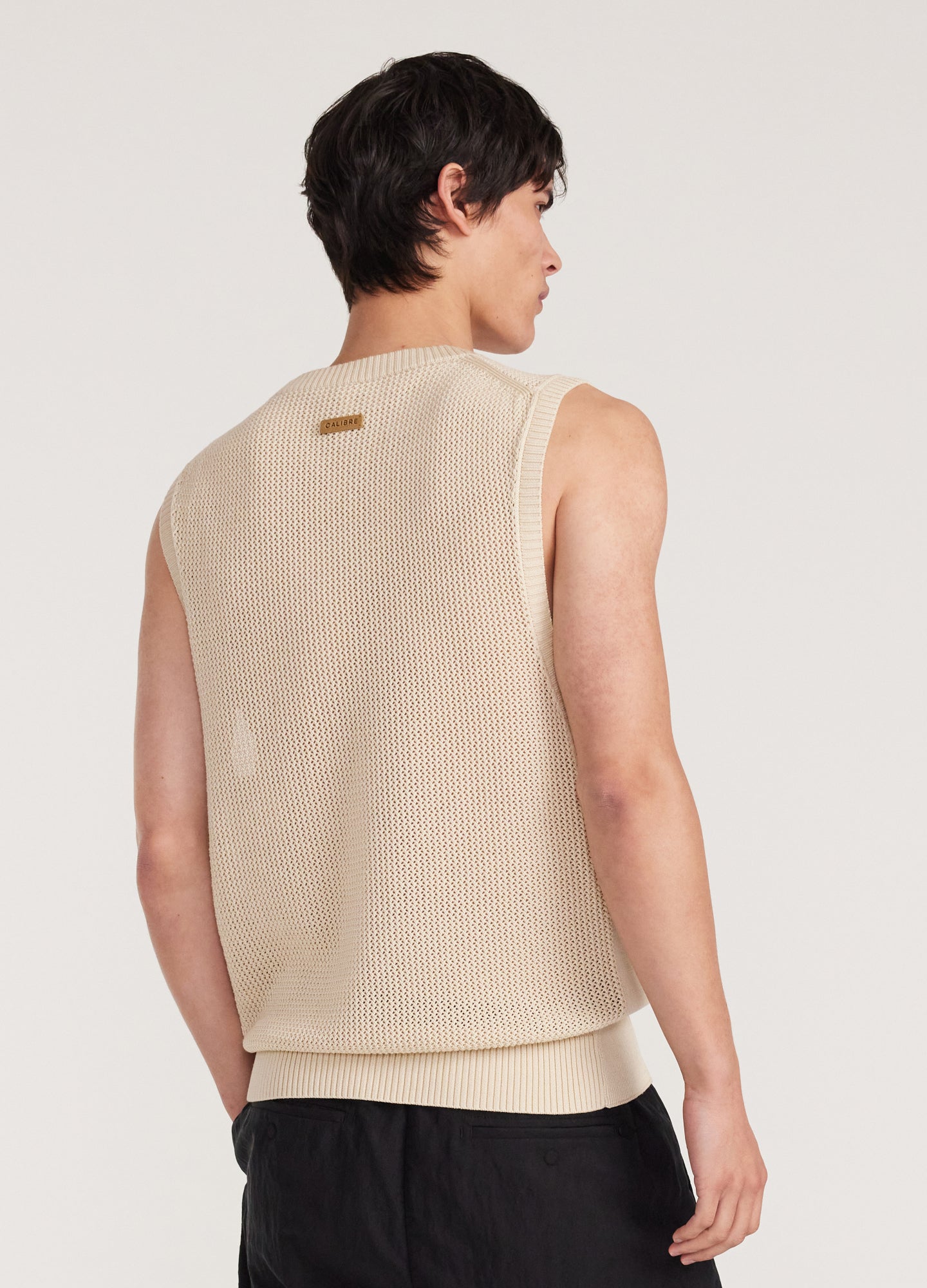 Mesh Knit Crew Neck Tank Ivory