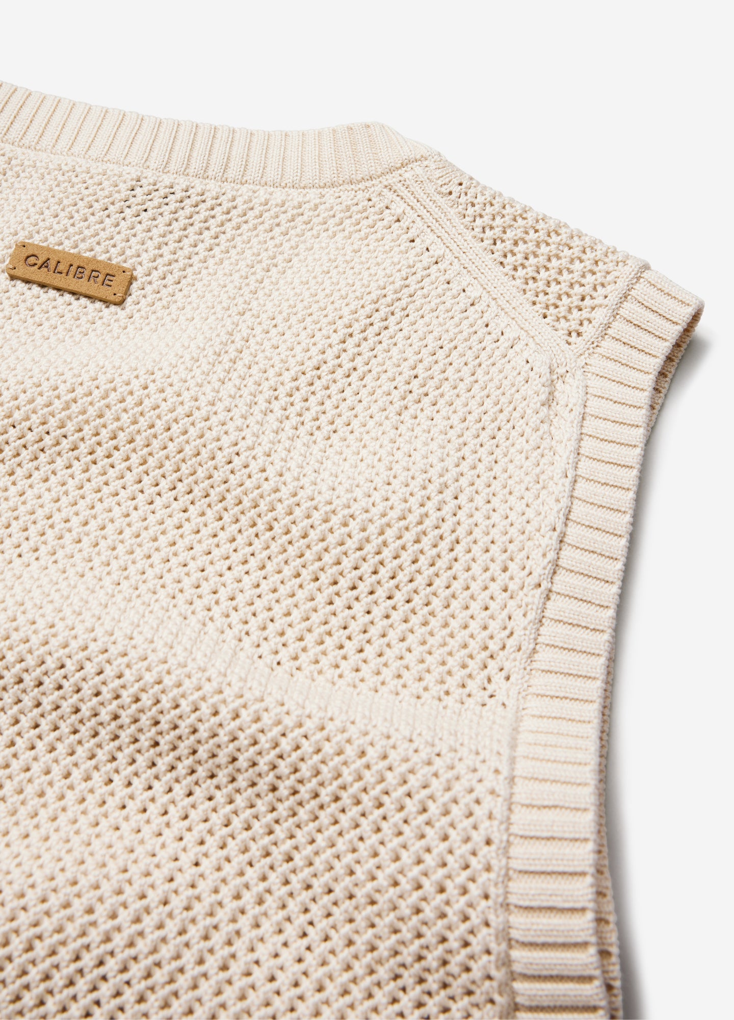 Mesh Knit Crew Neck Tank Ivory