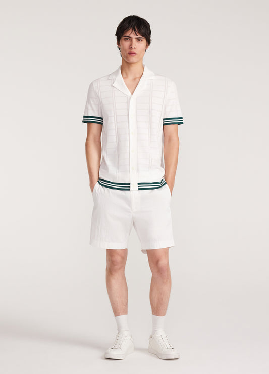 Patterned Mesh Tech Knit Shirt Ivory