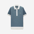 Multi Tone Jacquard Knit Polo Blue