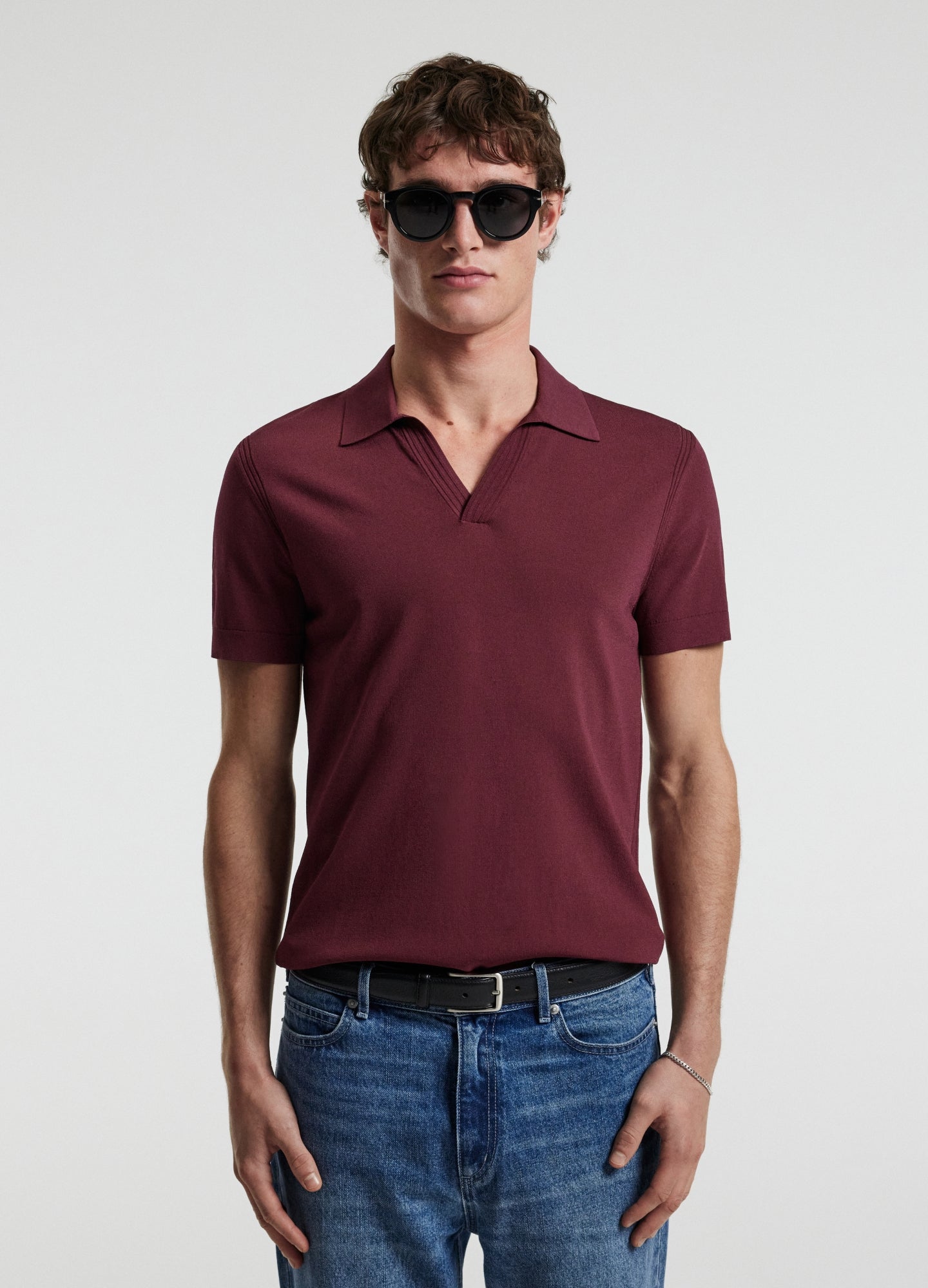 Tech Shoulder Trim Polo Wine