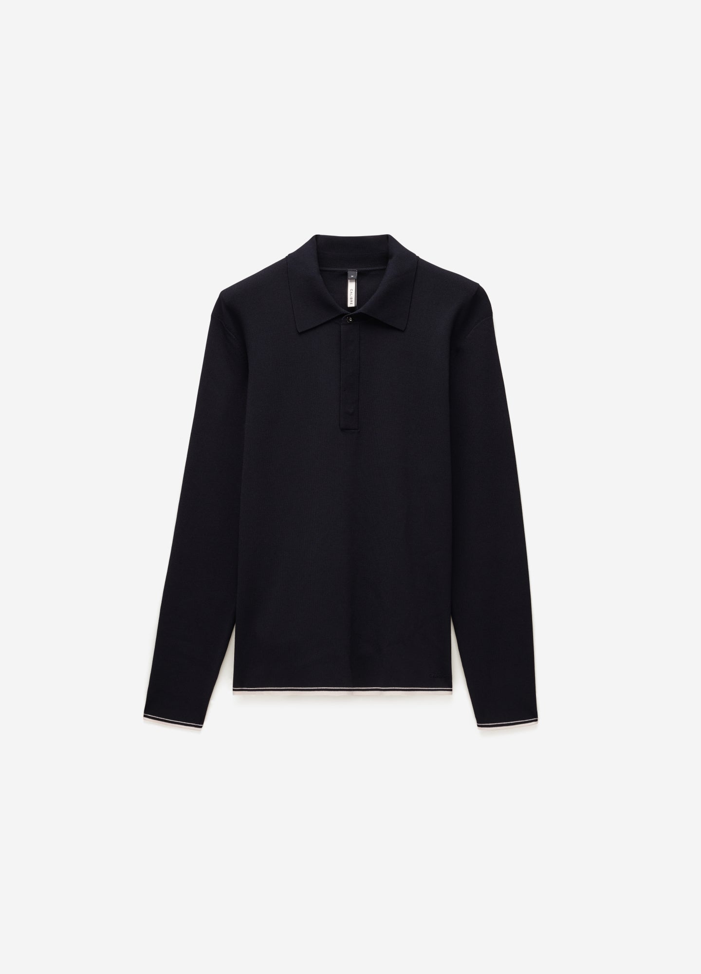 Tipped Edge Long Sleeve Polo Navy