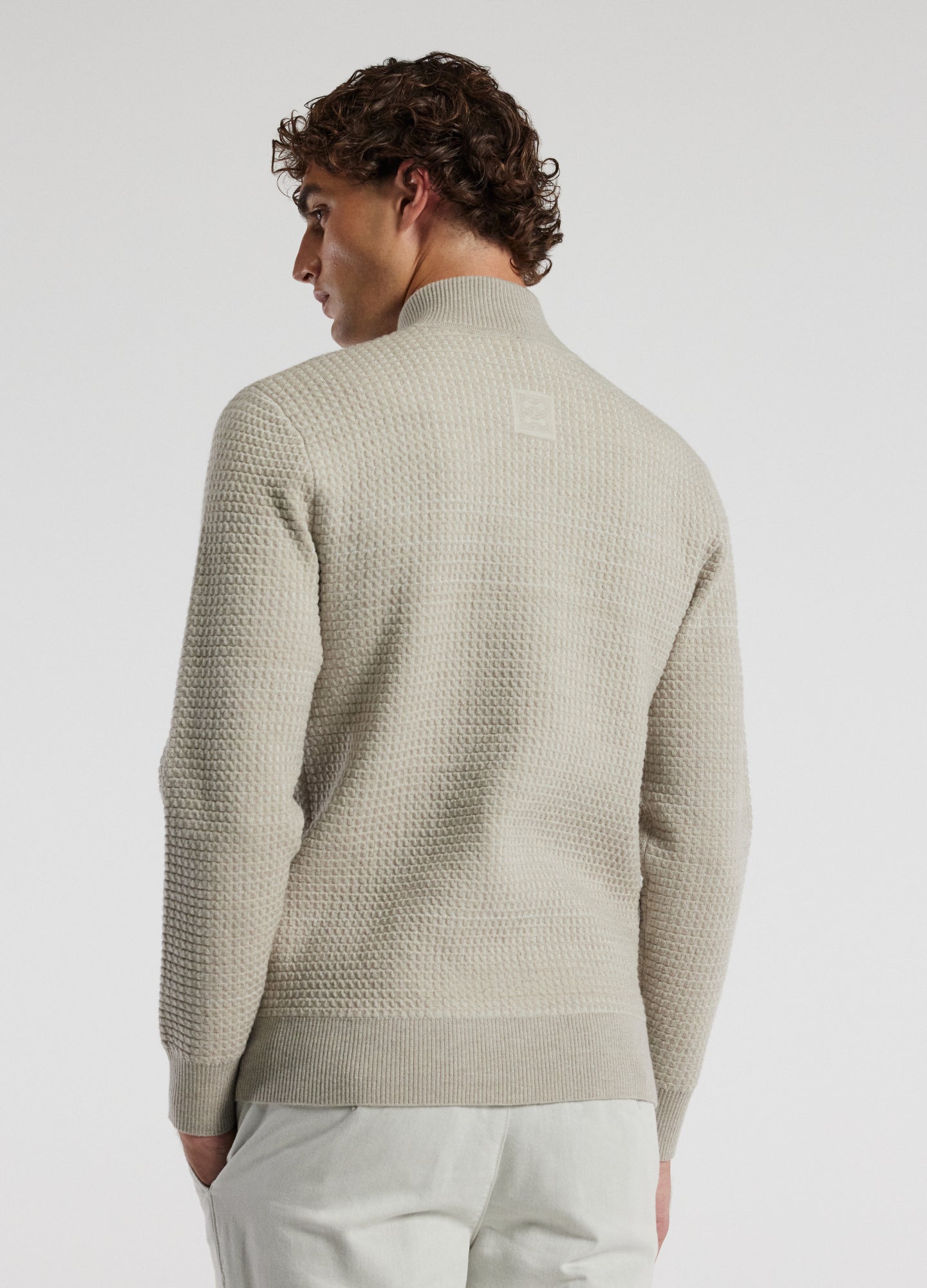 Textured Zip Cardigan Ecru