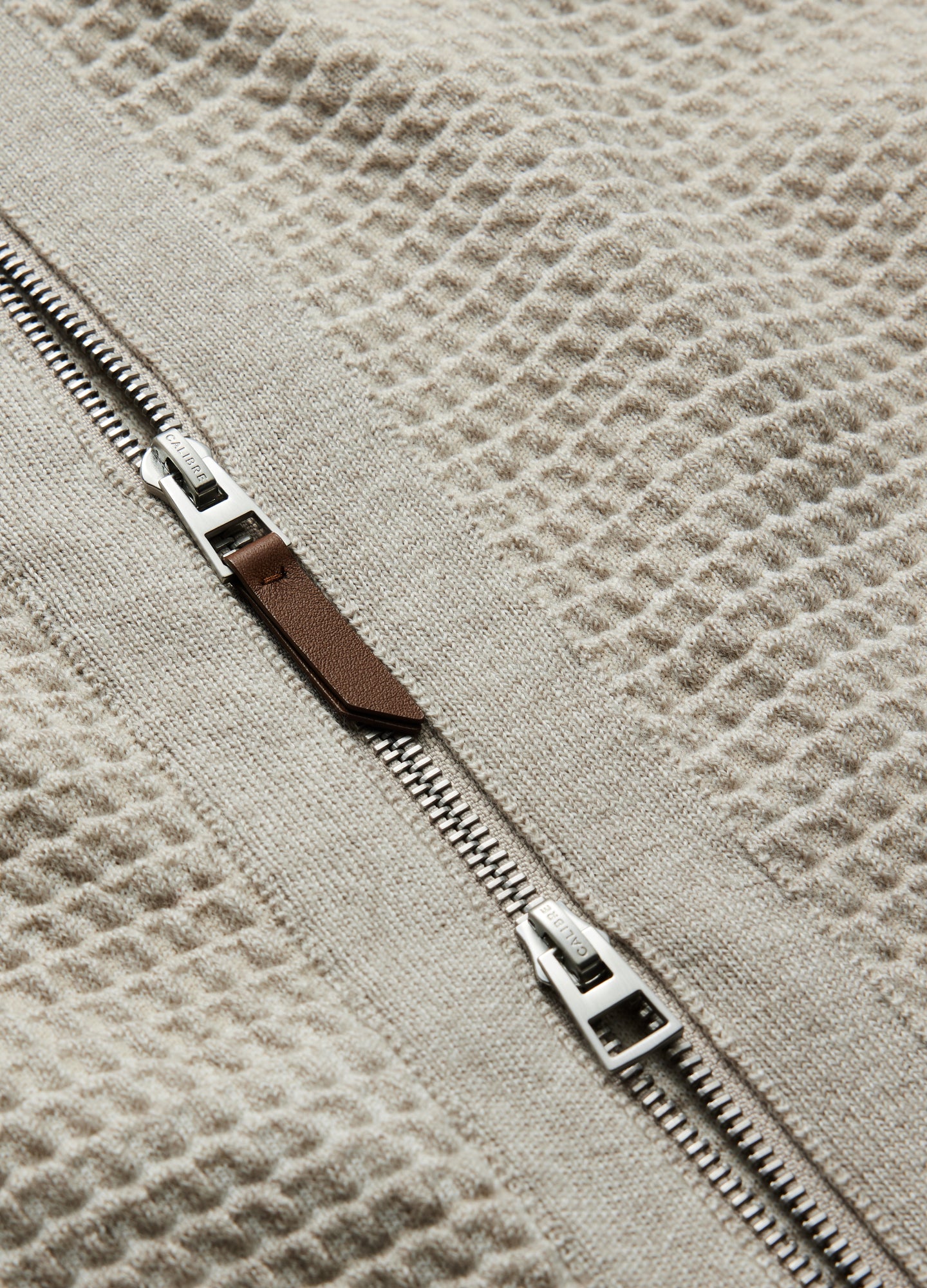Textured Zip Cardigan Ecru