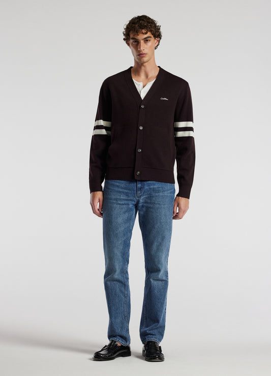 Varsity Cardigan Aubergine