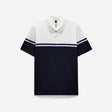 Contrast Block Stripe Polo Navy