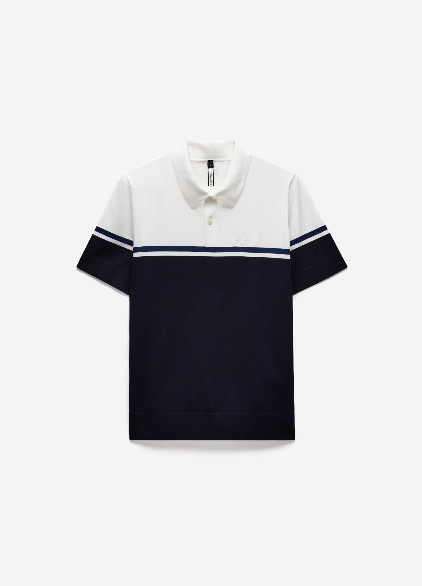Contrast Block Stripe Polo Navy