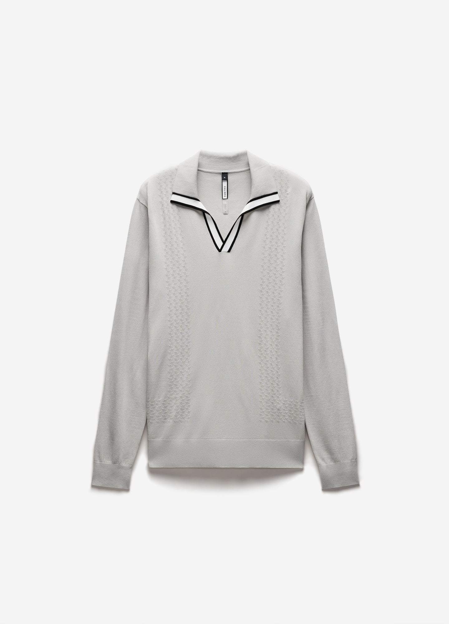 Open Neck Long Sleeve Polo Silver