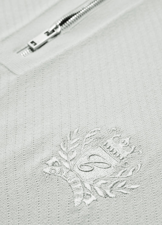 Cotton Zip Neck Polo Silver