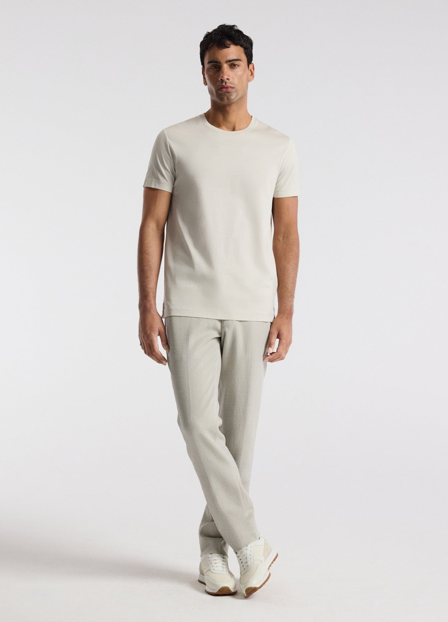 Mercerised Crew Neck T-shirt Salt