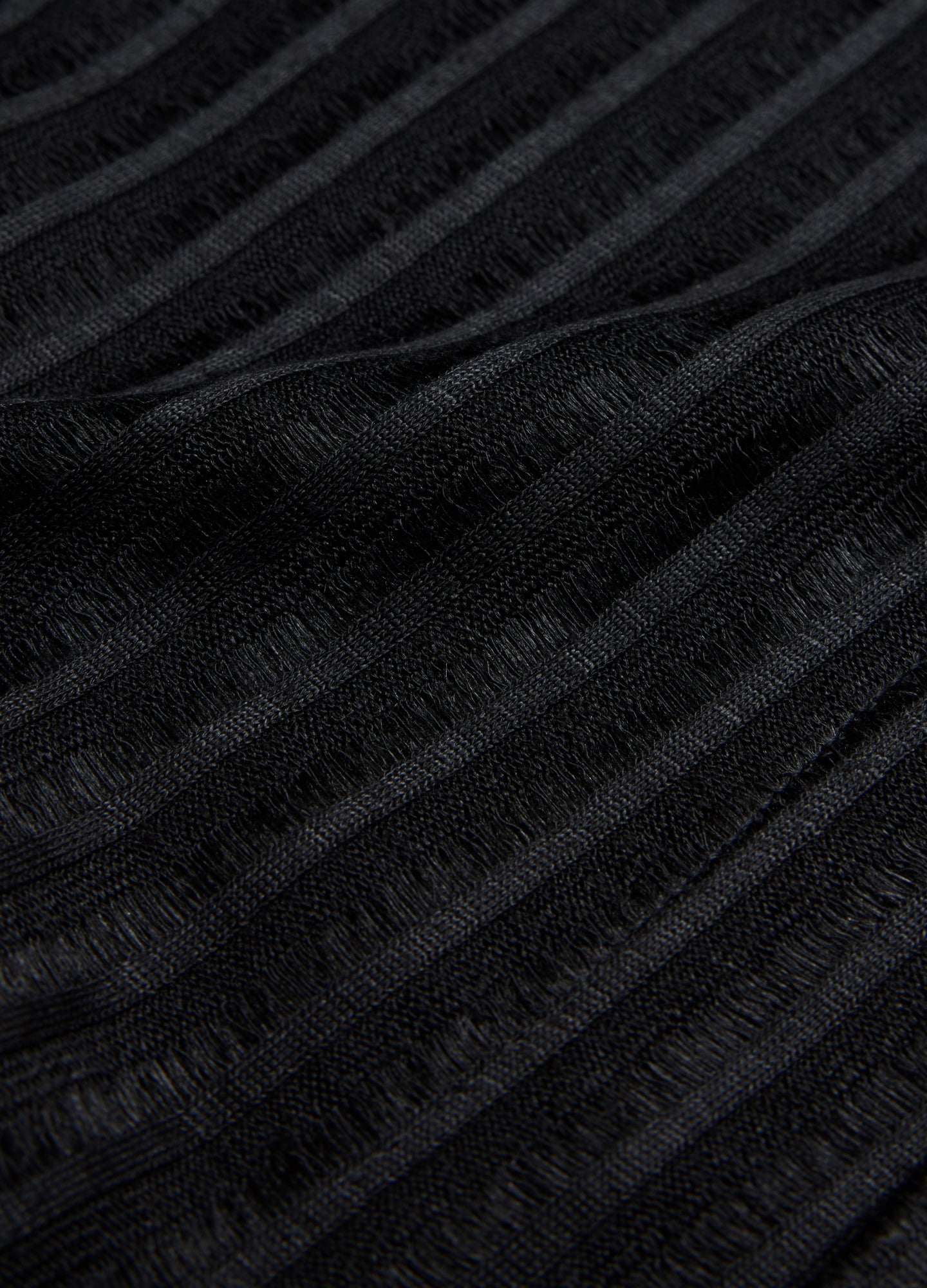 Striped Open Knit Short Sleeve Shirt Black