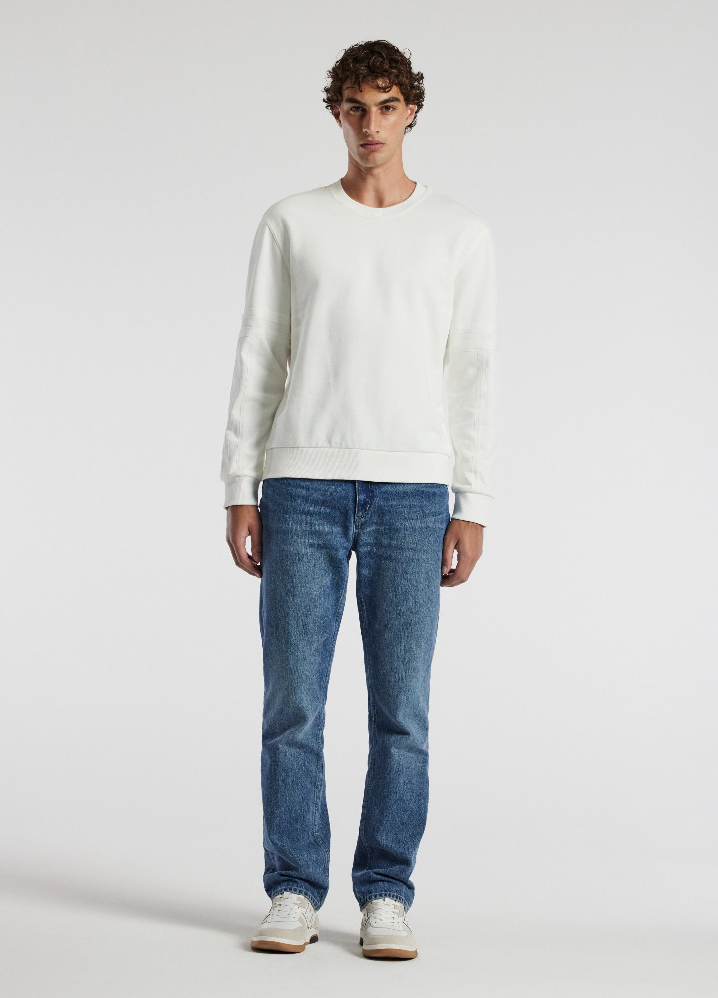 Nylon Sleeve Sweat Top Ivory