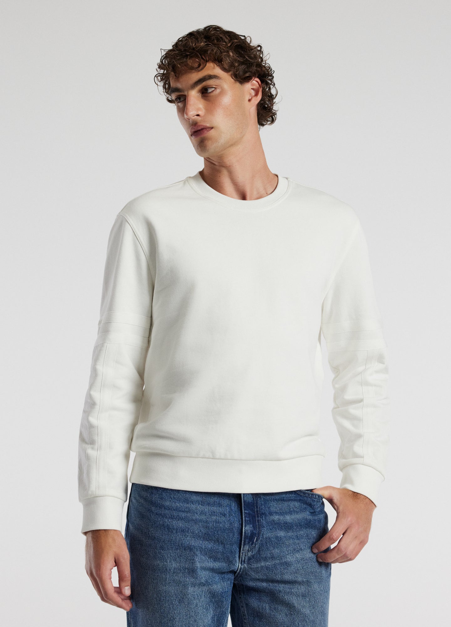 Nylon Sleeve Sweat Top Ivory