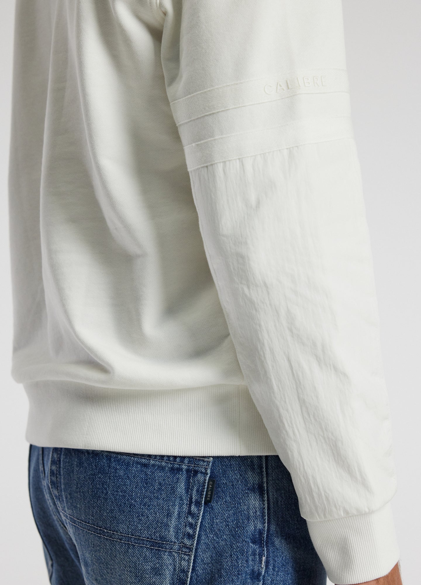 Nylon Sleeve Sweat Top Ivory
