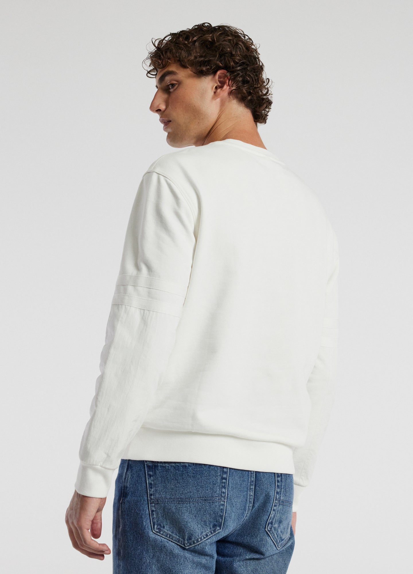 Nylon Sleeve Sweat Top Ivory