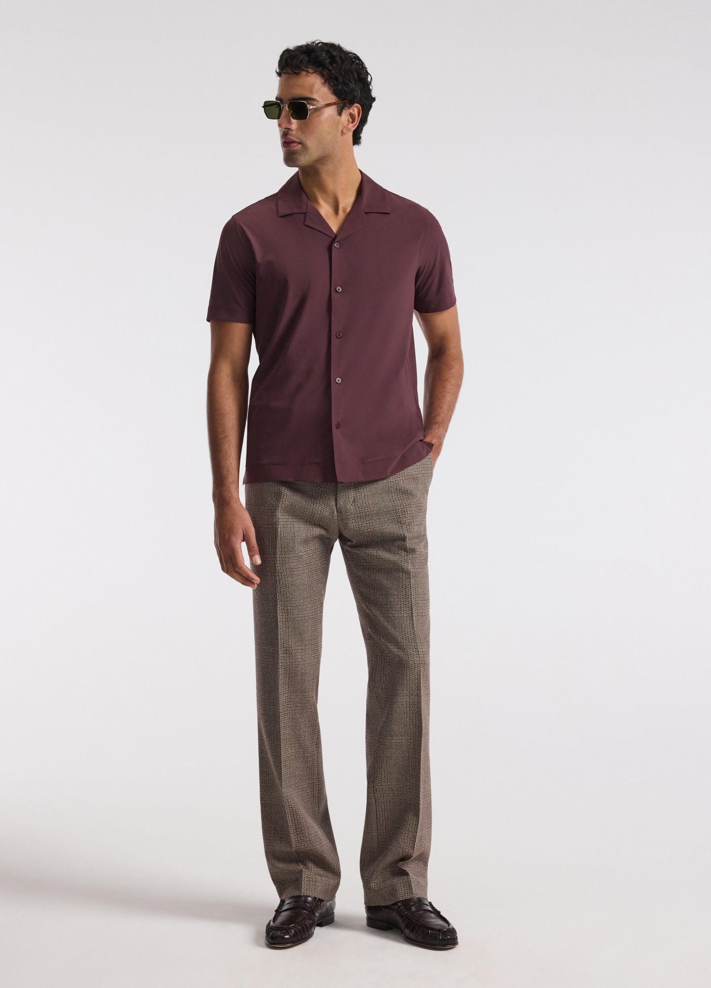 Performance Cuban Collar Shirt Burgundy