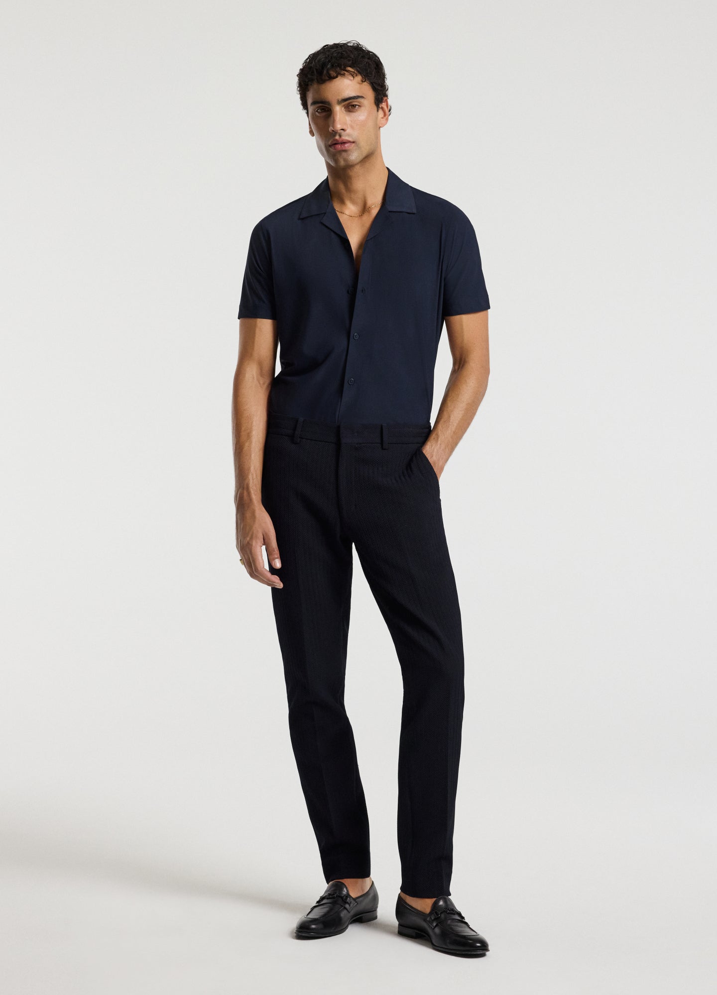 Performance Cuban Collar Shirt Navy
