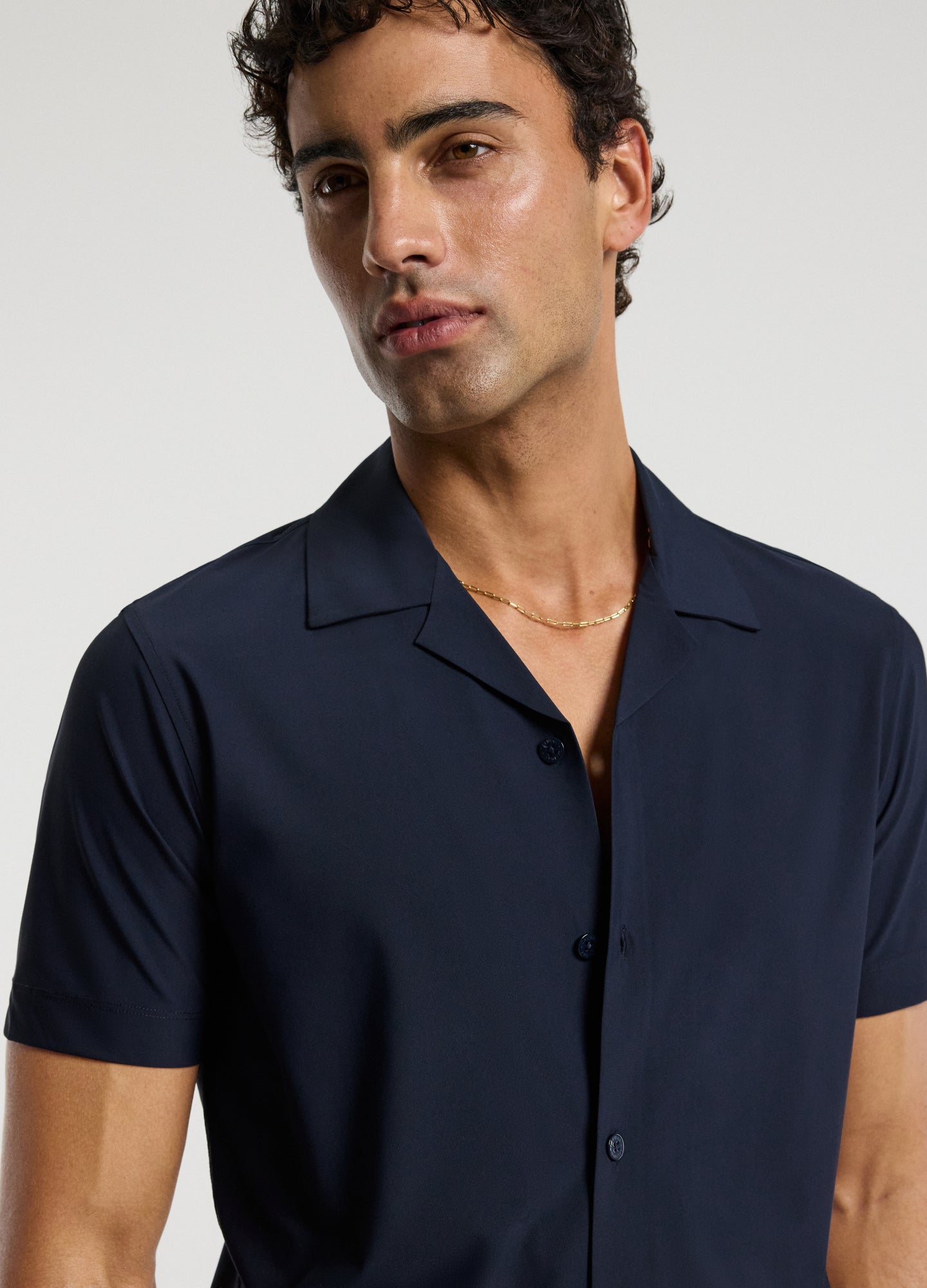 Performance Cuban Collar Shirt Navy