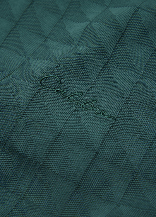 Striped Trim Jacquard T-shirt Sea Green