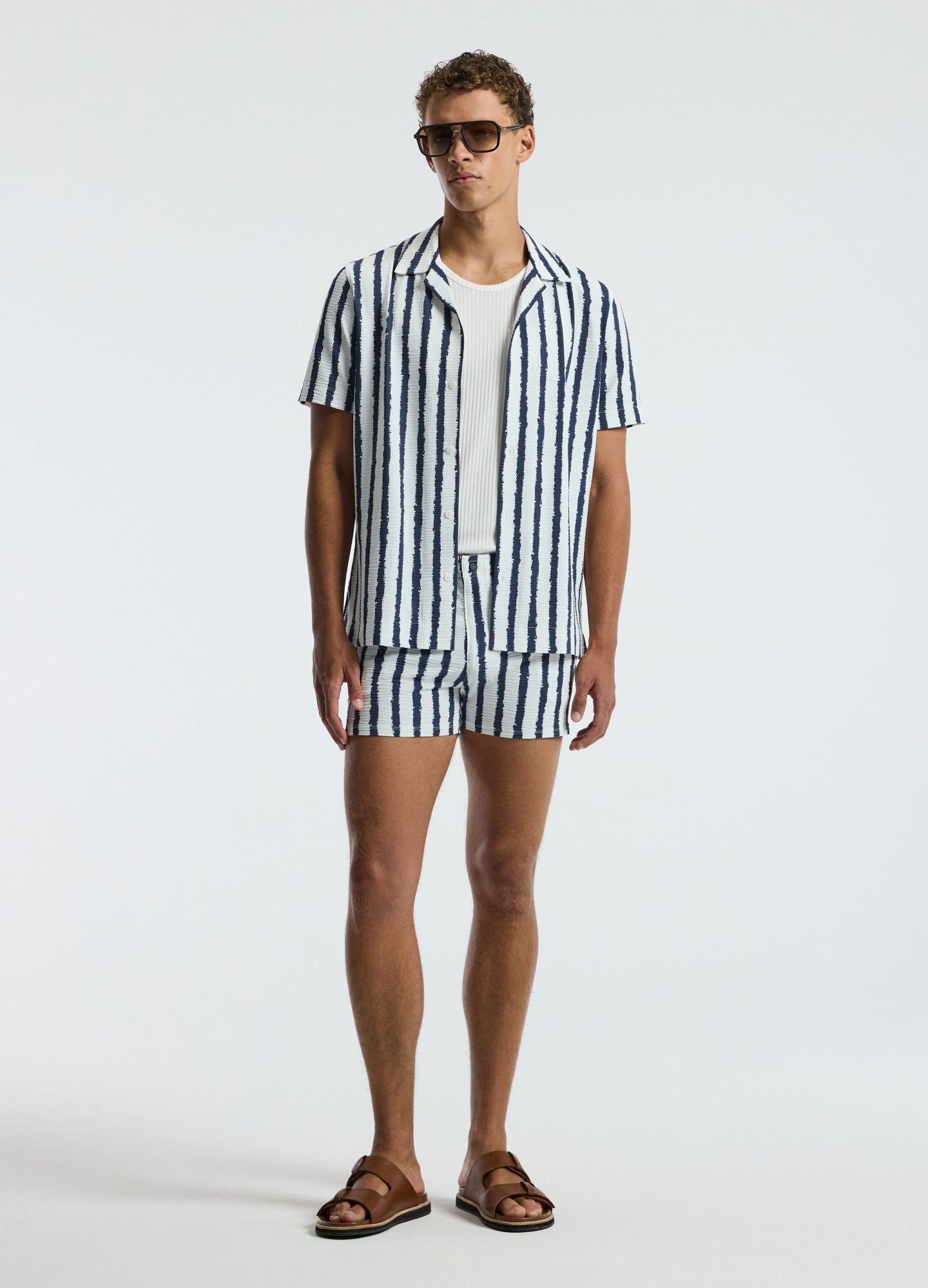 Ink Stripe Shirt White Navy