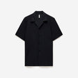 Self Stripe Cuban Collar Shirt Black