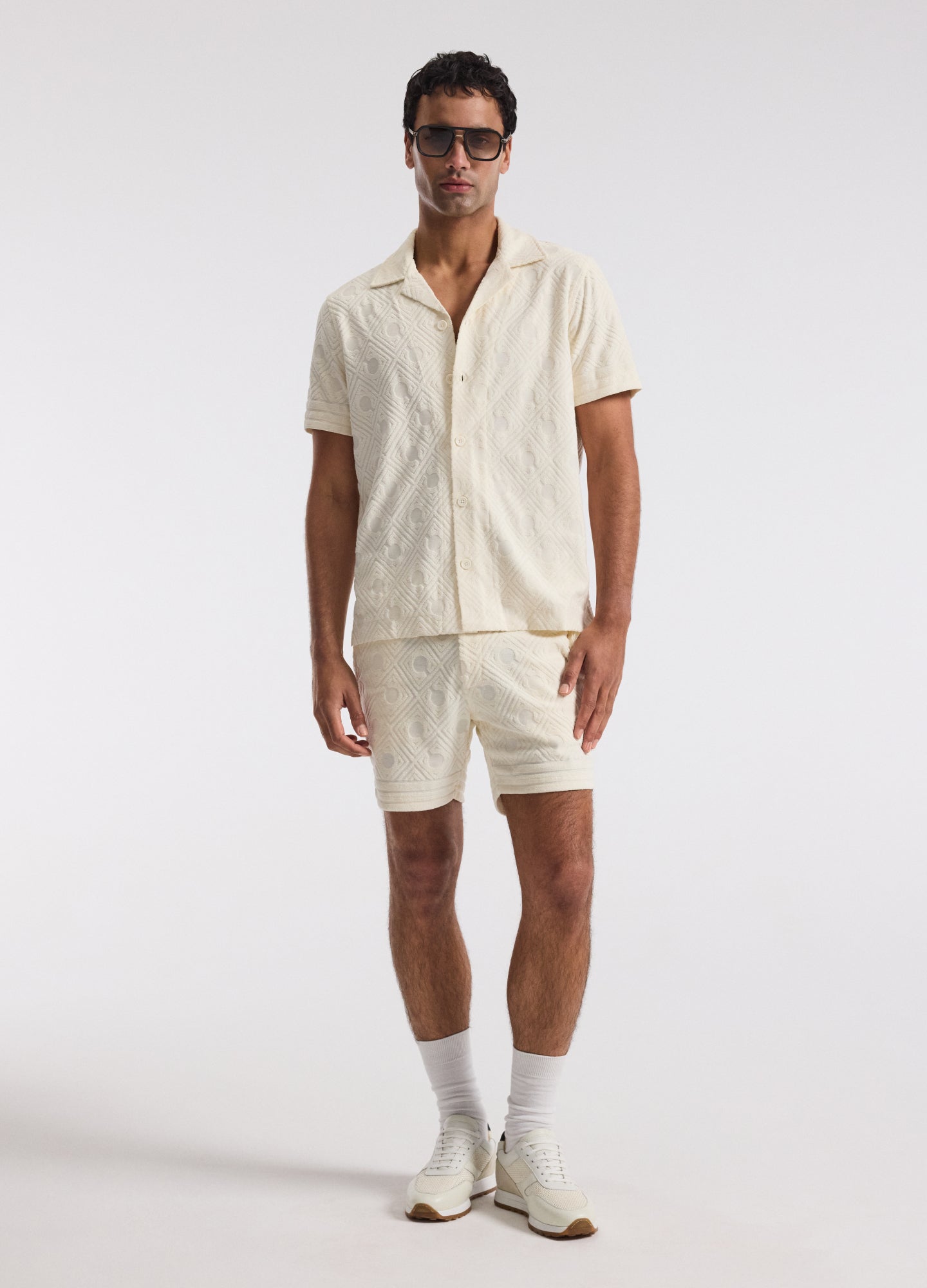 Plush Terry Logo Short Sleeve Shirt Ivory