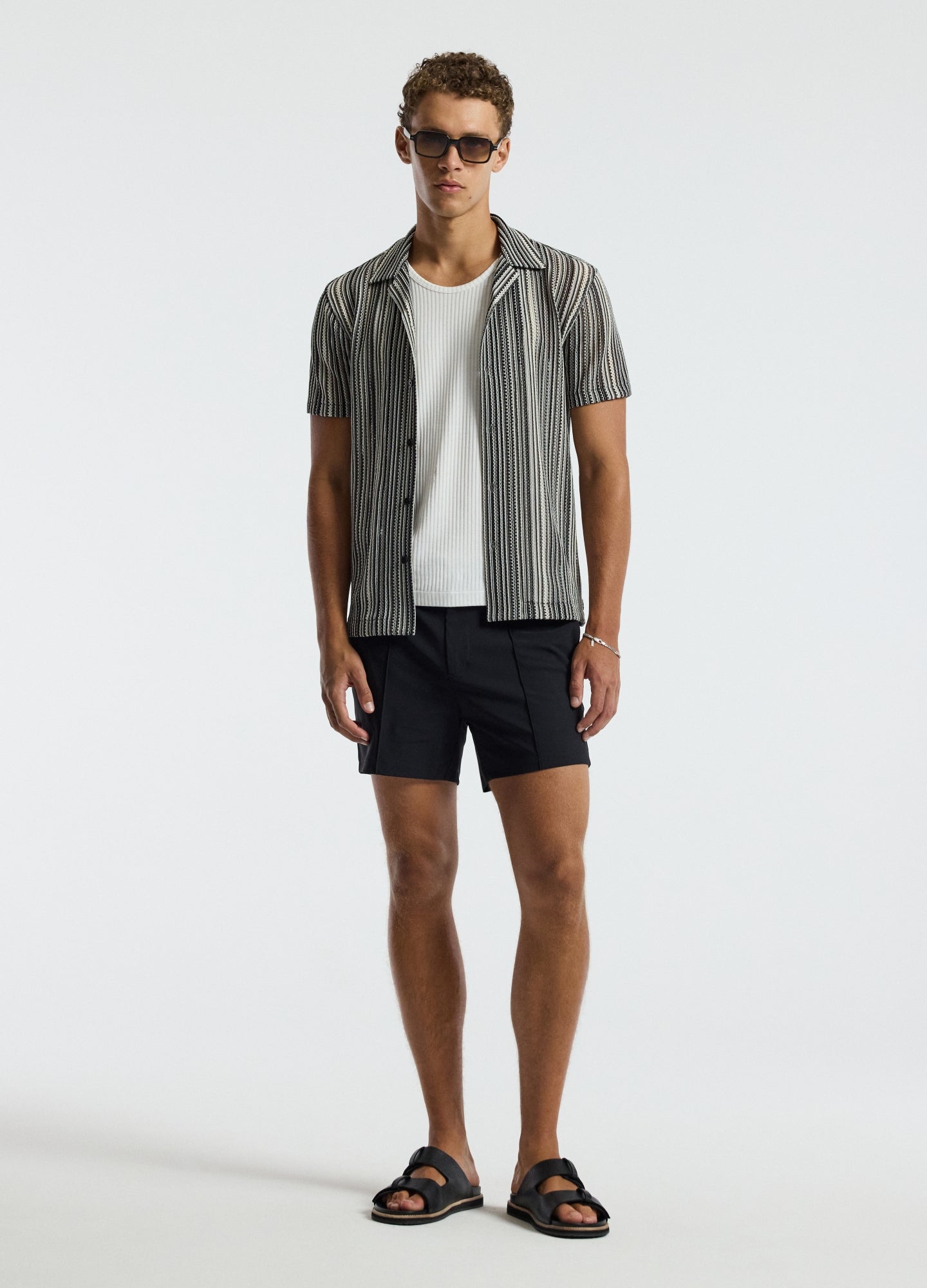 Mesh Stripe Shirt Black