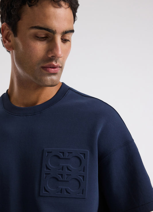 Embossed Logo Short Sleeve Sweat Top Mid Blue