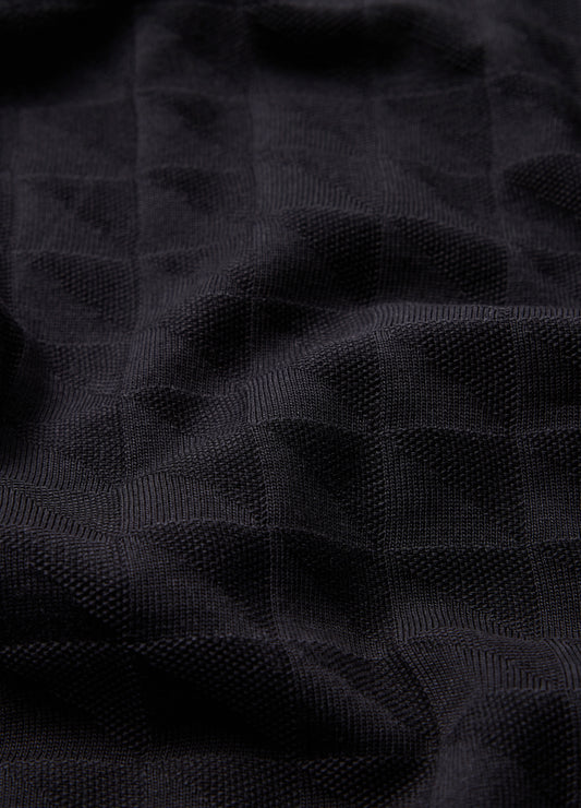 Stripe Trim Jacquard T-shirt Black