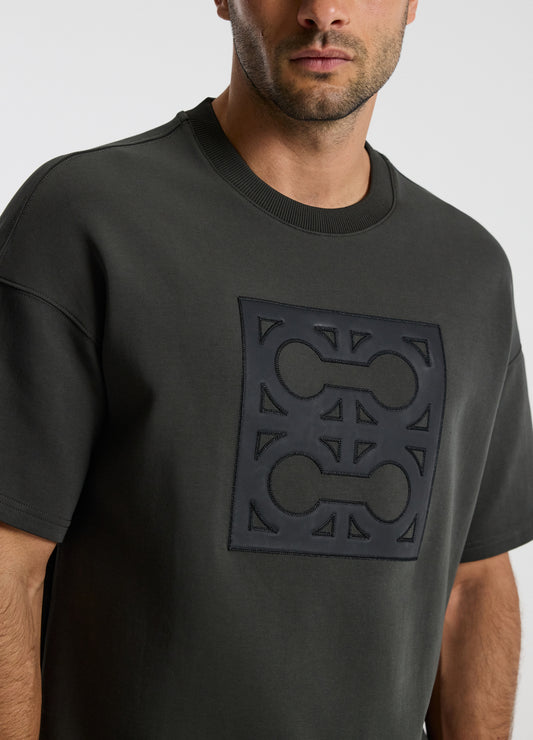 Loose Fit Monogram Sweat T-shirt Khaki
