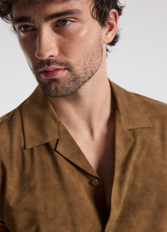 Performance Cuban Collar Shirt Tan
