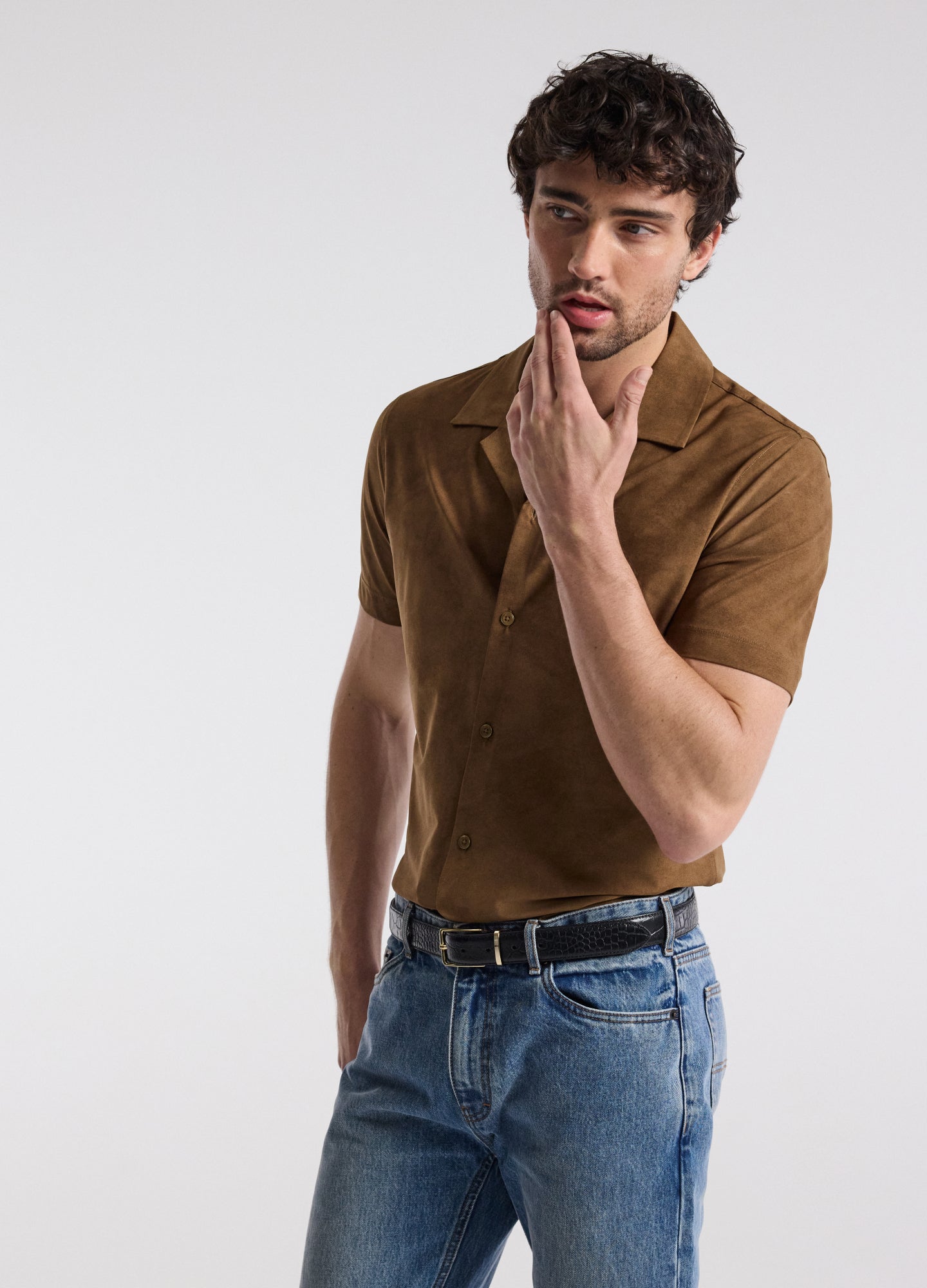 Performance Cuban Collar Shirt Tan