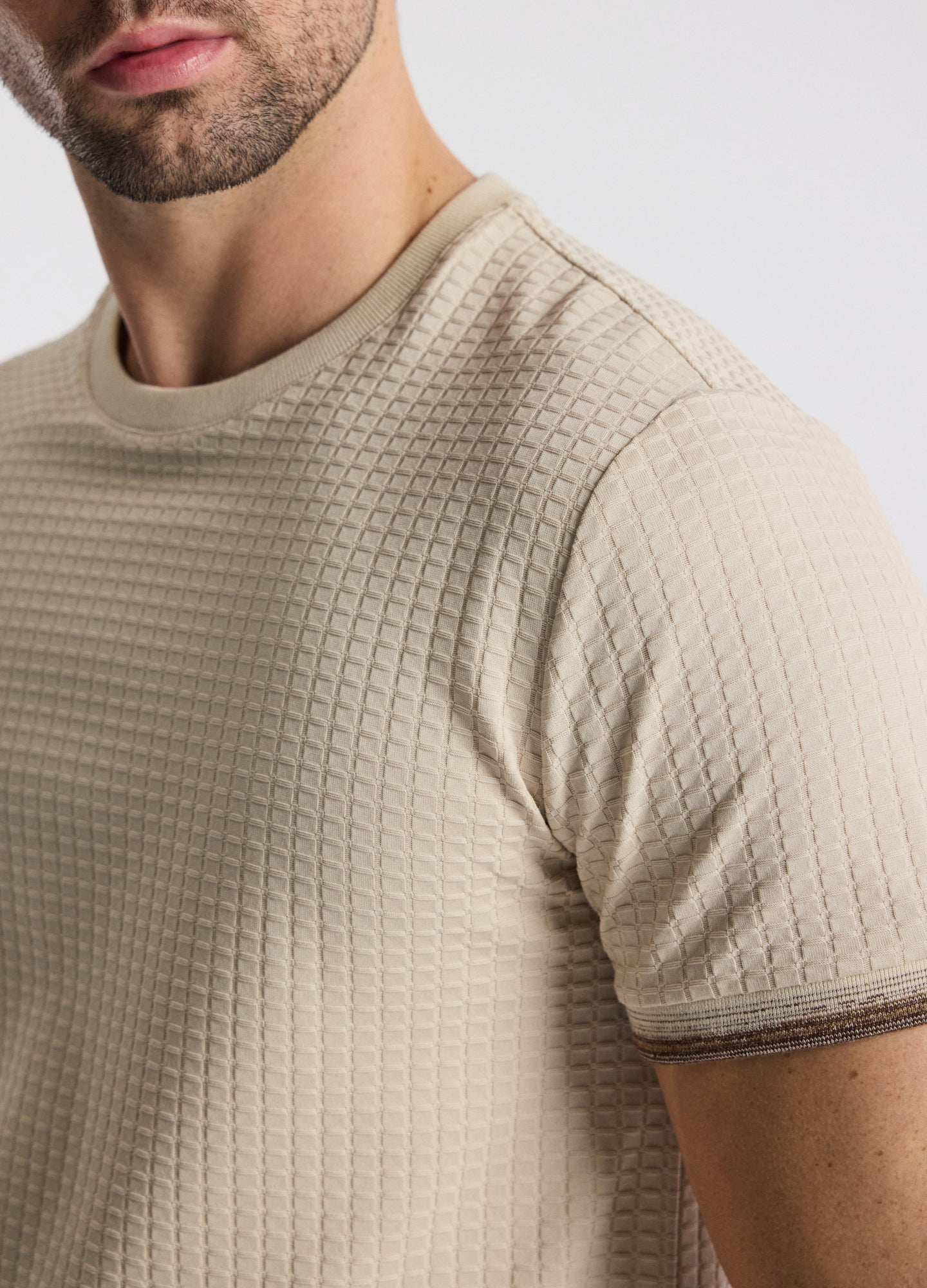 Ombre Cuff Jacquard T-shirt Natural